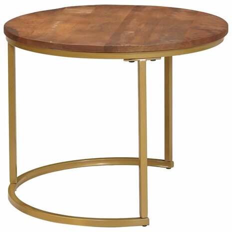 Salontafelset2 pcs Honingbruin Massief mangohout en staal 6