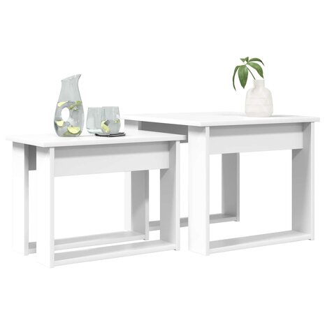Salontafelset2 pcs Wit Bewerkt hout 3