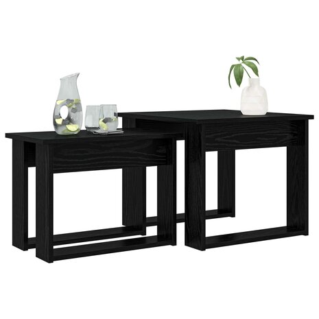 Salontafelset2 pcs Zwart Eiken Bewerkt hout 3