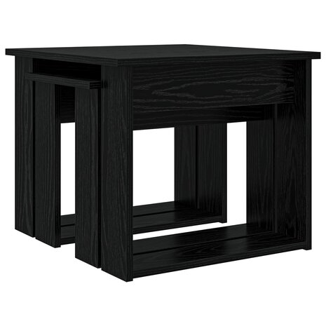 Salontafelset2 pcs Zwart Eiken Bewerkt hout 5