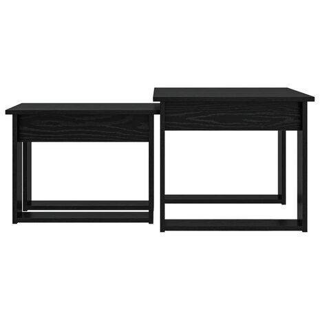 Salontafelset2 pcs Zwart Eiken Bewerkt hout 8