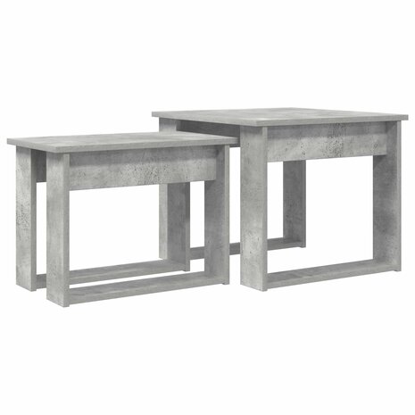 Salontafelset2 pcs Beton Grijs Bewerkt hout 2