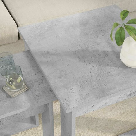 Salontafelset2 pcs Beton Grijs Bewerkt hout 4