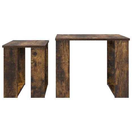 Salontafelset2 pcs Gerookt eiken Bewerkt hout 9