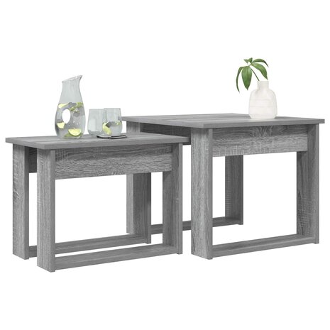 Salontafelset2 pcs Grijs Sonoma Bewerkt hout 3