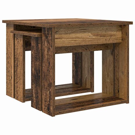 Salontafelset2 pcs Oudhout Bewerkt hout 5