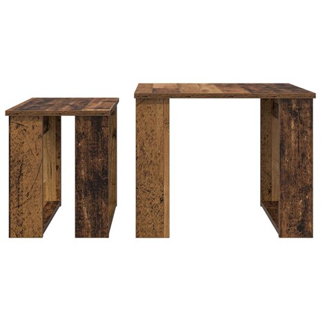 Salontafelset2 pcs Oudhout Bewerkt hout 9