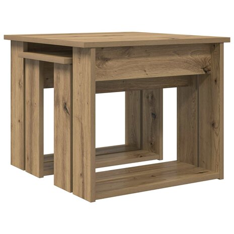 Salontafelset2 pcs Artisan Eiken Bewerkt hout 5