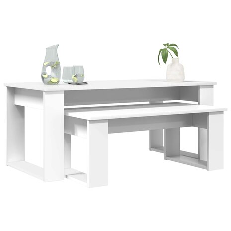 Salontafelset2 pcs Wit Bewerkt hout 3