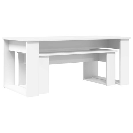 Salontafelset2 pcs Wit Bewerkt hout 5