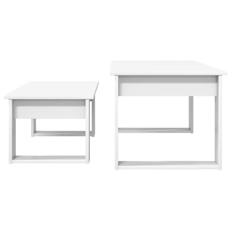 Salontafelset2 pcs Wit Bewerkt hout 9
