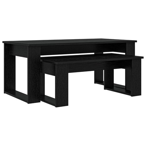 Salontafelset2 pcs Zwart Eiken Bewerkt hout 2