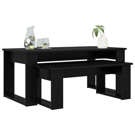 Salontafelset2 pcs Zwart Eiken Bewerkt hout 3