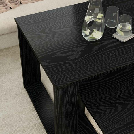 Salontafelset2 pcs Zwart Eiken Bewerkt hout 4