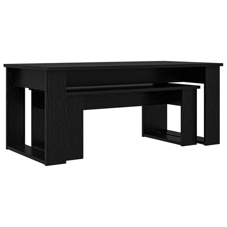 Salontafelset2 pcs Zwart Eiken Bewerkt hout 5