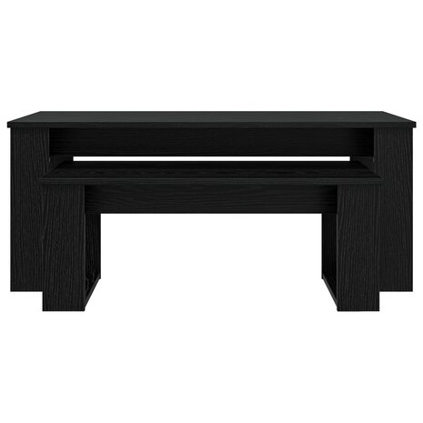 Salontafelset2 pcs Zwart Eiken Bewerkt hout 8