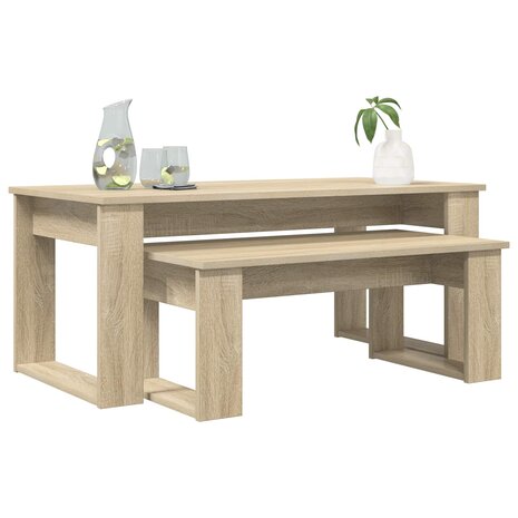 Salontafelset2 pcs Sonoma Eiken Bewerkt hout 3