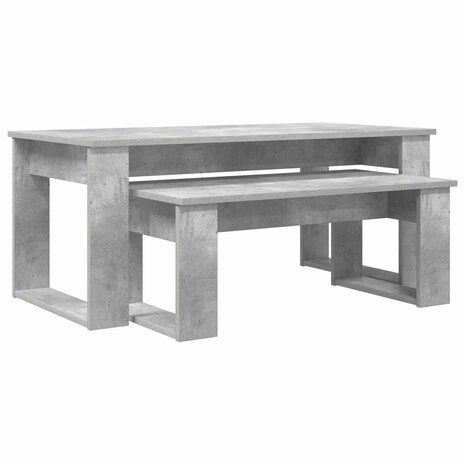 Salontafelset2 pcs Beton Grijs Bewerkt hout 2