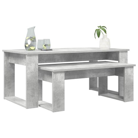 Salontafelset2 pcs Beton Grijs Bewerkt hout 3
