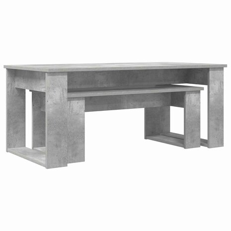 Salontafelset2 pcs Beton Grijs Bewerkt hout 5