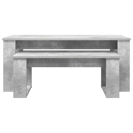Salontafelset2 pcs Beton Grijs Bewerkt hout 8