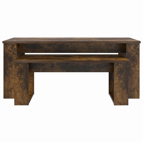 Salontafelset2 pcs Gerookt eiken Bewerkt hout 8