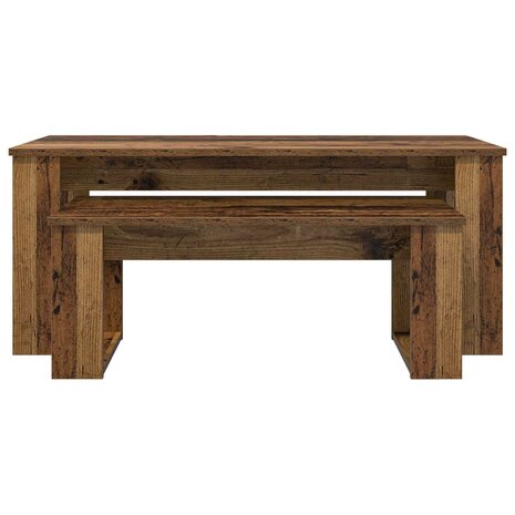 Salontafelset2 pcs Oudhout Bewerkt hout 8