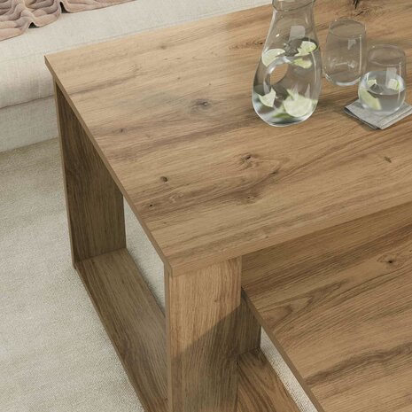 Salontafelset2 pcs Artisan Eiken Bewerkt hout 4