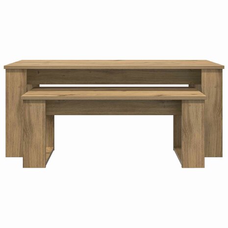 Salontafelset2 pcs Artisan Eiken Bewerkt hout 8