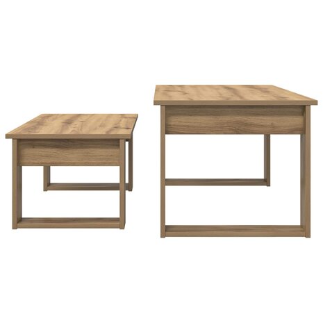 Salontafelset2 pcs Artisan Eiken Bewerkt hout 9