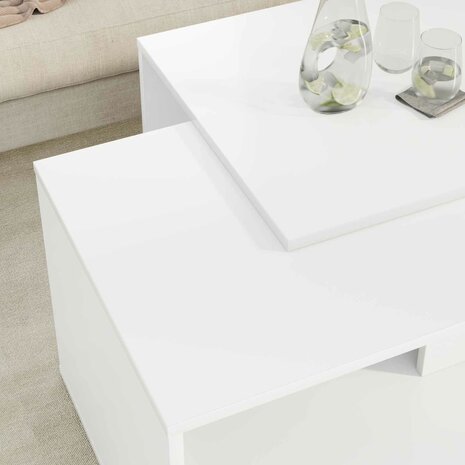 Salontafelset2 pcs Wit Bewerkt hout 4