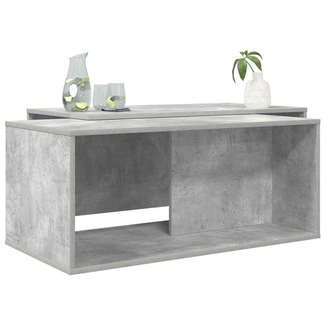 Salontafelset2 pcs Beton Grijs Bewerkt hout 3