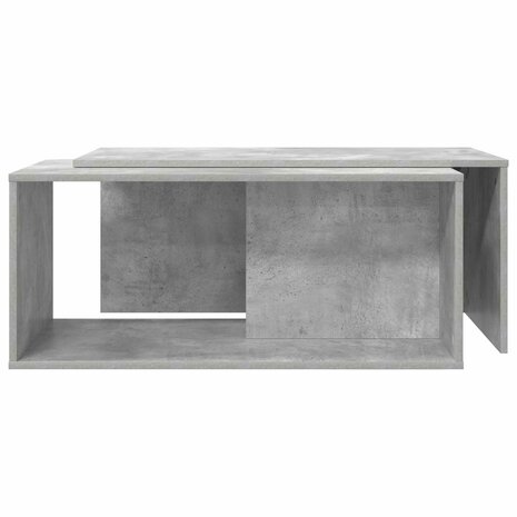 Salontafelset2 pcs Beton Grijs Bewerkt hout 8