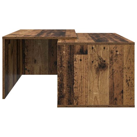 Salontafelset2 pcs Oudhout Bewerkt hout 9
