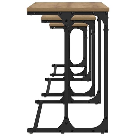 Salontafelset3 pcs artisanaal eikenkleurig Bewerkt hout 7