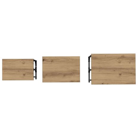 Salontafelset3 pcs artisanaal eikenkleurig Bewerkt hout 8