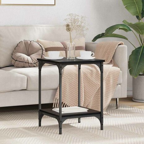 Salontafel Zwart Eiken 40 x 40 x 55 cm Bewerkt hout 1