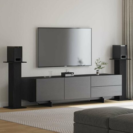 Luidsprekerstandaards 2 pcs Zwart Eiken 30 x 30 x 80 cm 1
