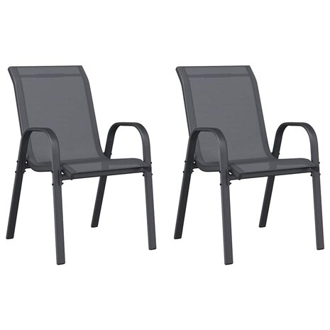 Tuinstoelen stapelbaar 2 st textileen stof grijs 2
