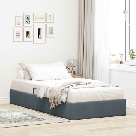 Opslag bed met hoofdeinde Donkergrijs 90 x 190 cm Fluweel 1