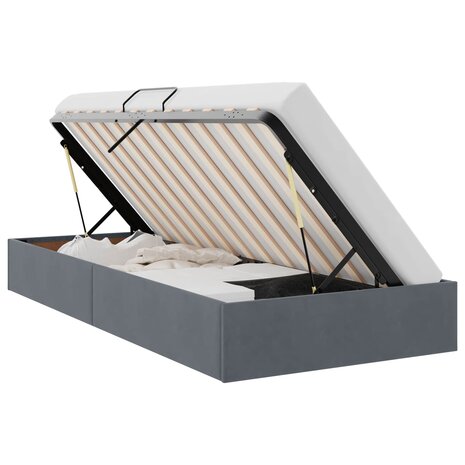 Opslag bed met hoofdeinde Donkergrijs 90 x 190 cm Fluweel 2