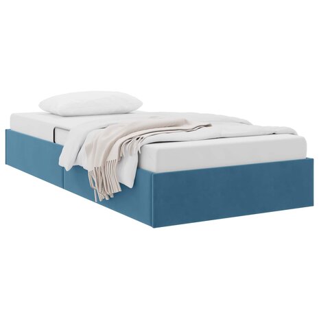 Opslag bed met hoofdeinde Donkerblauw 90 x 190 cm Fluweel 3