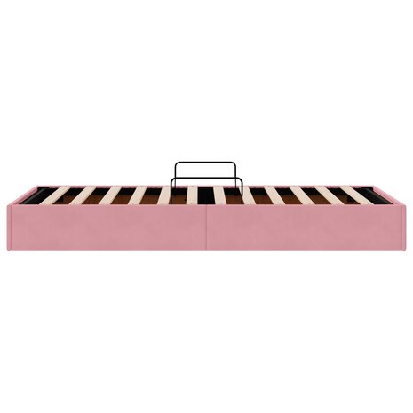 Opslag bed met hoofdeinde met opslag Roze 90 x 190 cm Fluweel 8