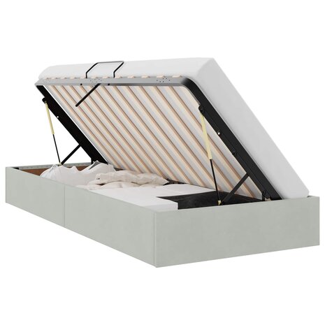 Opslag bed met hoofdeinde Lichtgrijs 100 x 200 cm Fluweel 2