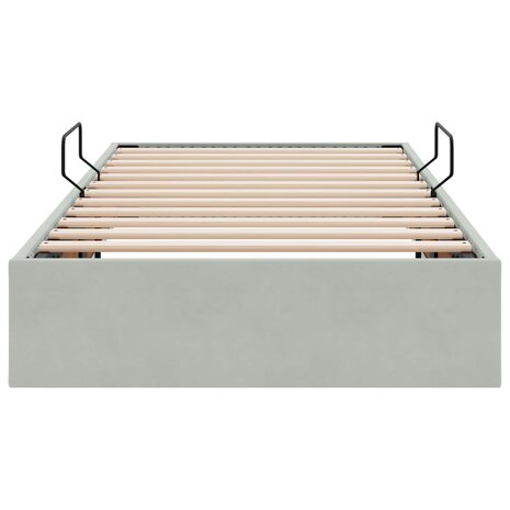 Opslag bed met hoofdeinde Lichtgrijs 100 x 200 cm Fluweel 7