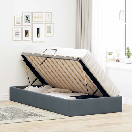 Opslag bed met hoofdeinde Donkergrijs 100 x 200 cm Fluweel 4