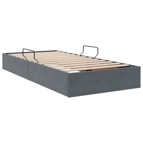 Opslag bed met hoofdeinde Donkergrijs 100 x 200 cm Fluweel 5