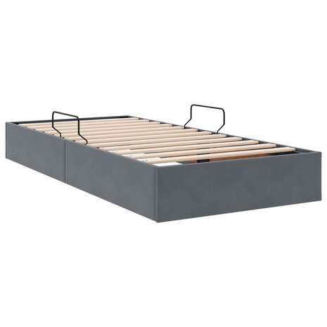 Opslag bed met hoofdeinde Donkergrijs 100 x 200 cm Fluweel 9