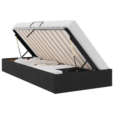 Opslag bed met hoofdeinde met opslag Zwart 100 x 200 cm Fluweel 2