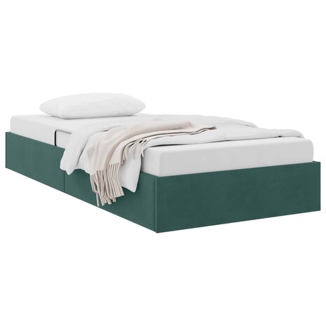 Opslag bed met hoofdeinde Donkergroen 100 x 200 cm Fluweel 3